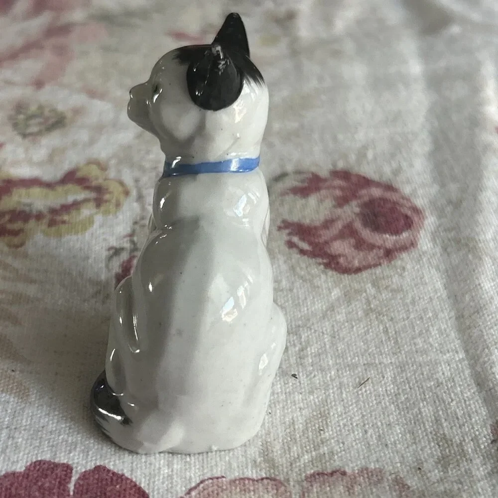 Vintage Black & white Cat Figurine Who Stares Into Your Soul
